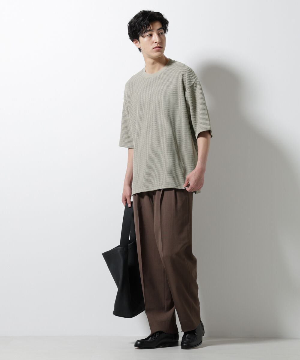 nano･universe「ジャガードニットソーTシャツ 半袖(セットアップ可)」|Tシャツ・カットソー|