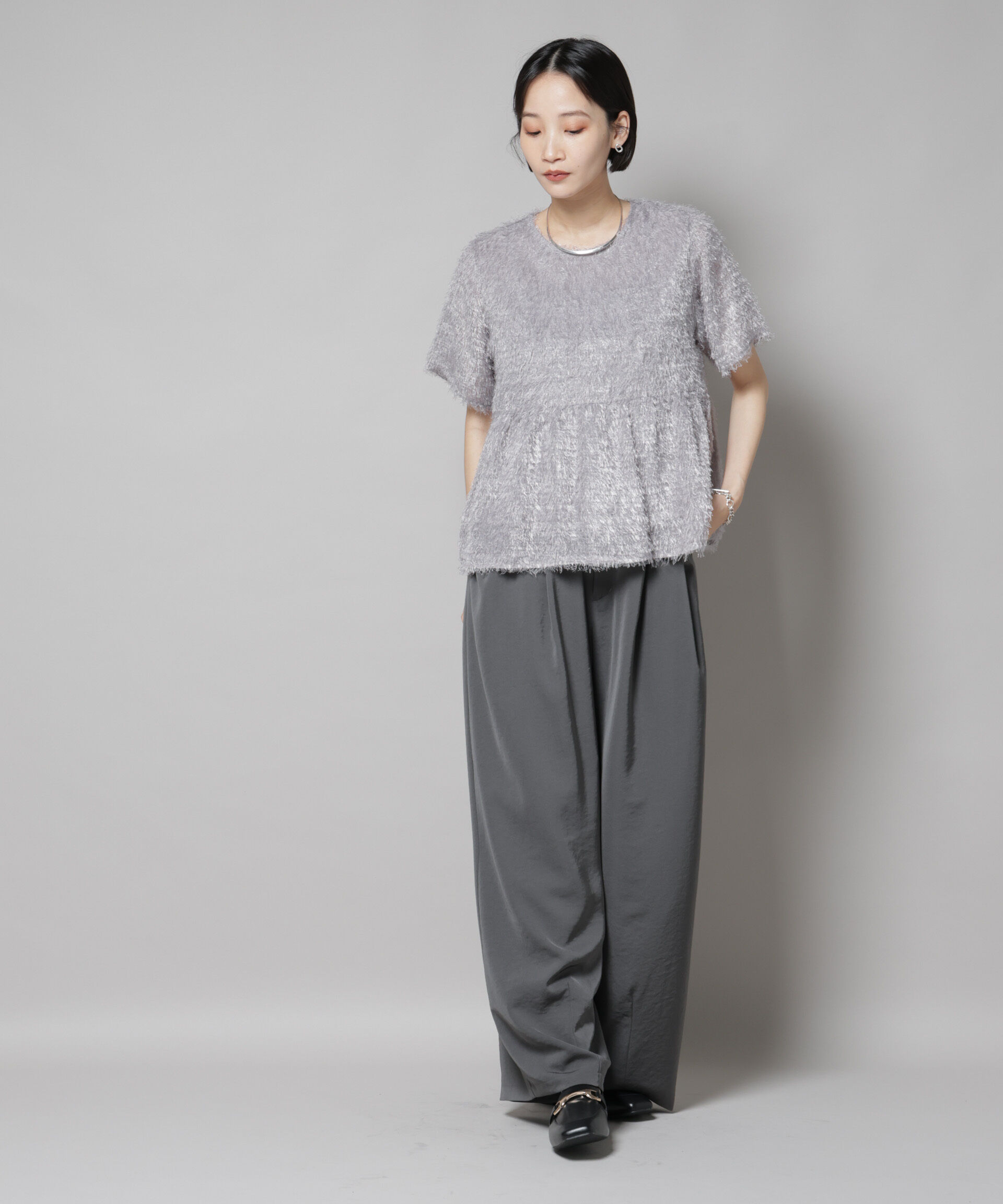 nano･universe「フリンジシフォンギャザーブラウス(セットアップ可)」|シャツ・ブラウス|