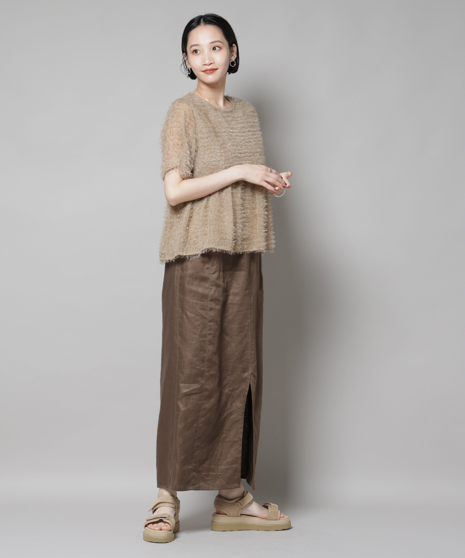 nano･universe「フリンジシフォンギャザーブラウス(セットアップ可)」|シャツ・ブラウス|