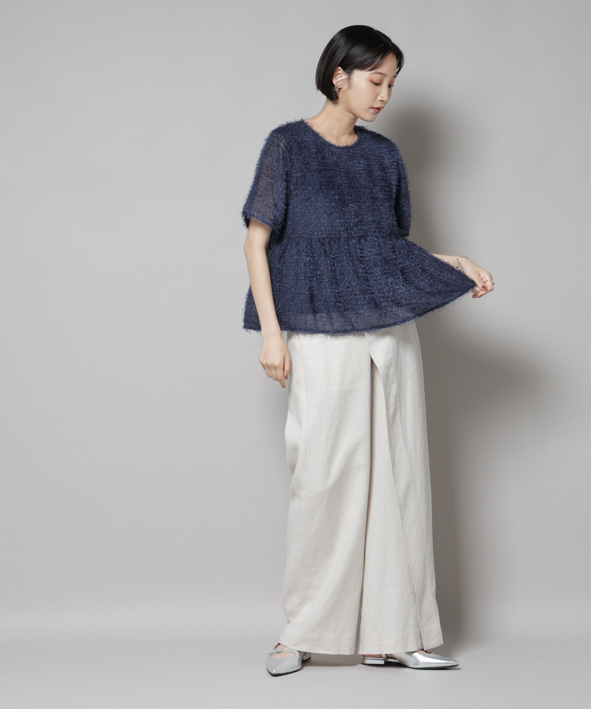 nano･universe「フリンジシフォンギャザーブラウス(セットアップ可)」|シャツ・ブラウス|