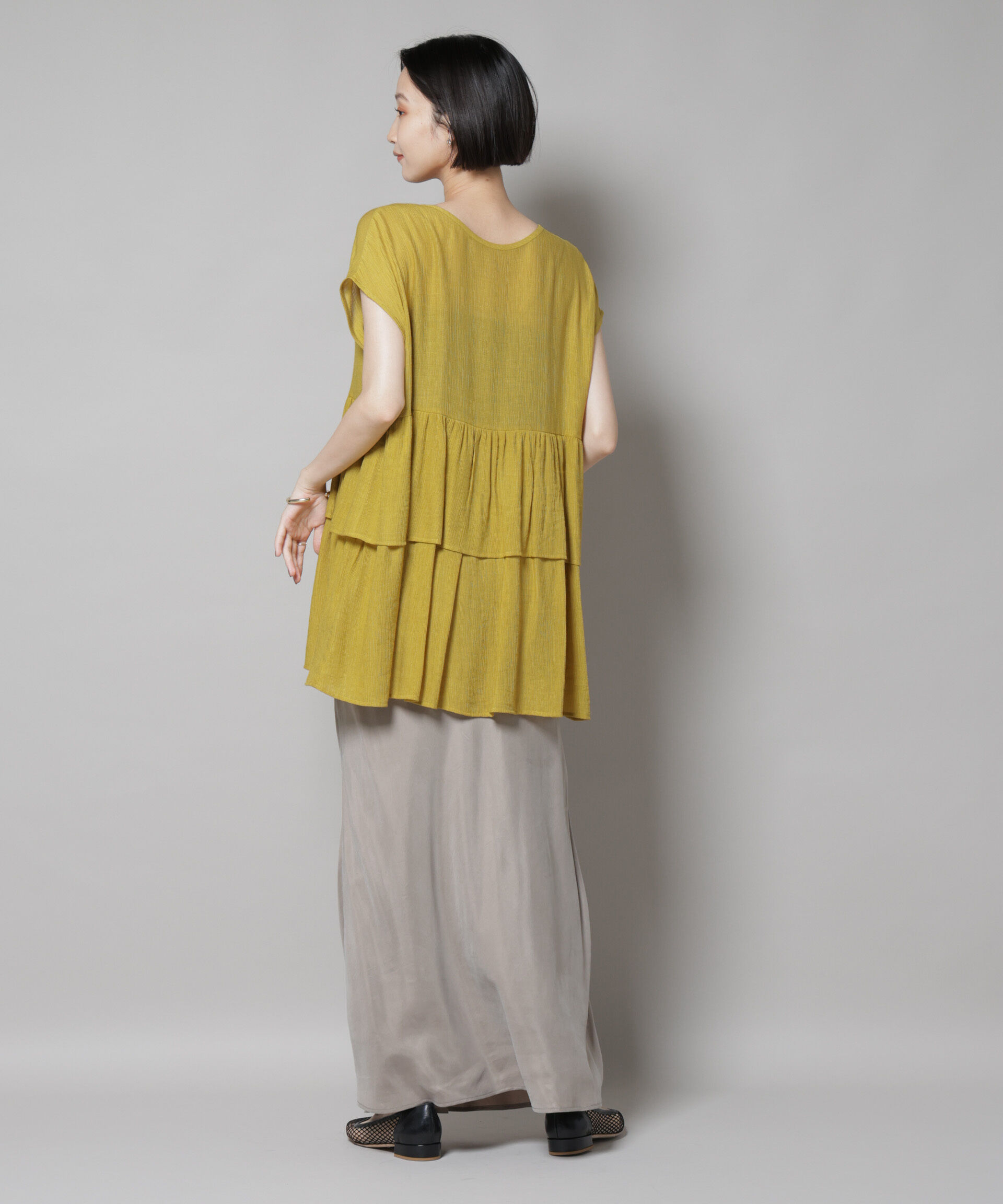 nano･universe「前後2wayシアー楊柳ノースリーブティアードブラウス」|シャツ・ブラウス|