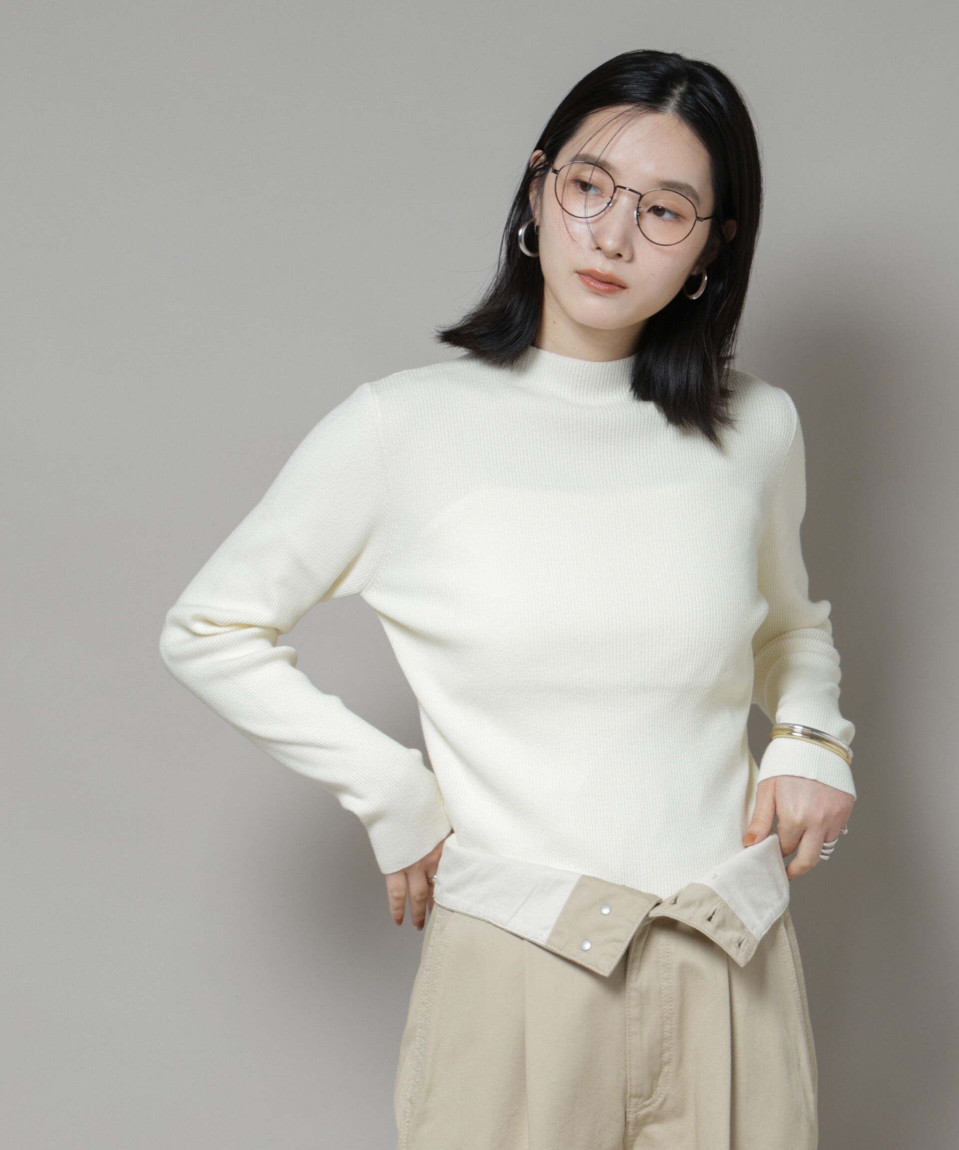 nano･universe「ハイネックリブニットトップス」|ニット・セーター|