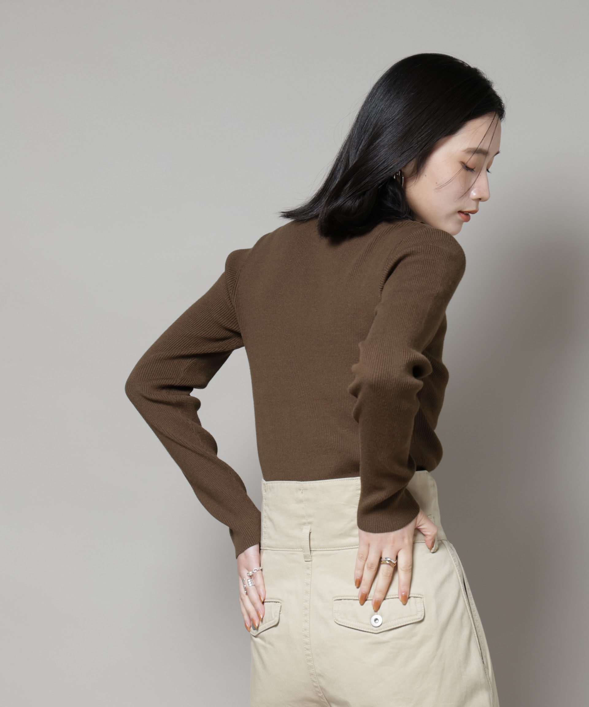 nano･universe「ハイネックリブニットトップス」|ニット・セーター|