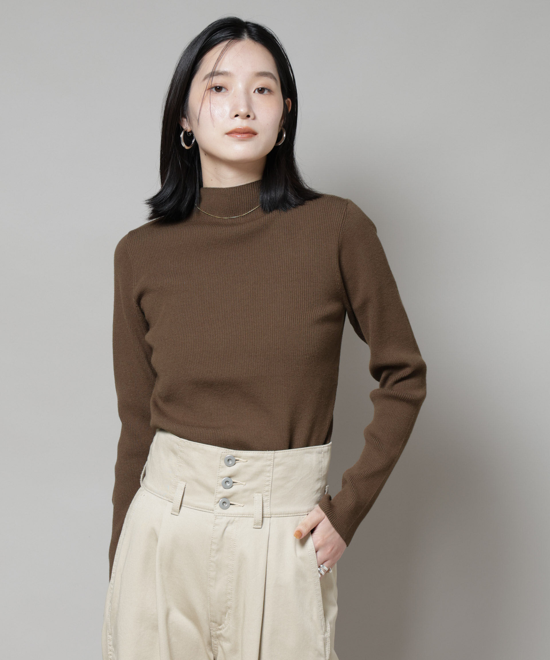 nano･universe「ハイネックリブニットトップス」|ニット・セーター|