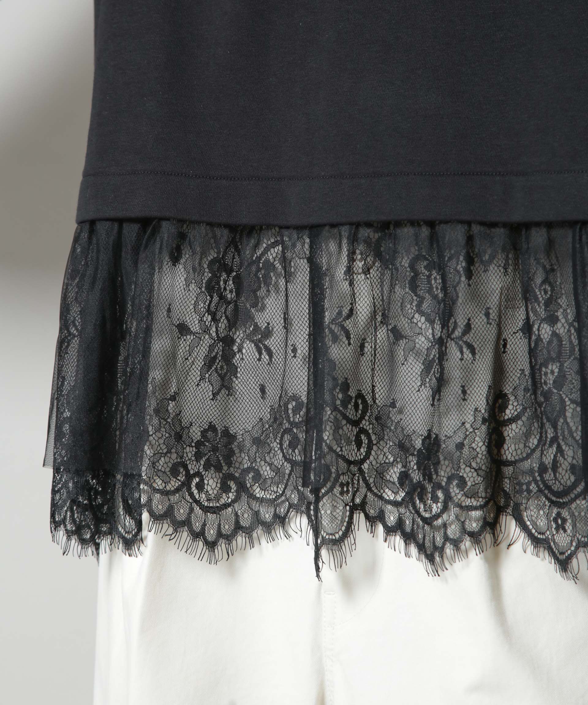 nano･universe「裾レースコンビペプラムカットトップス」|Tシャツ・カットソー|