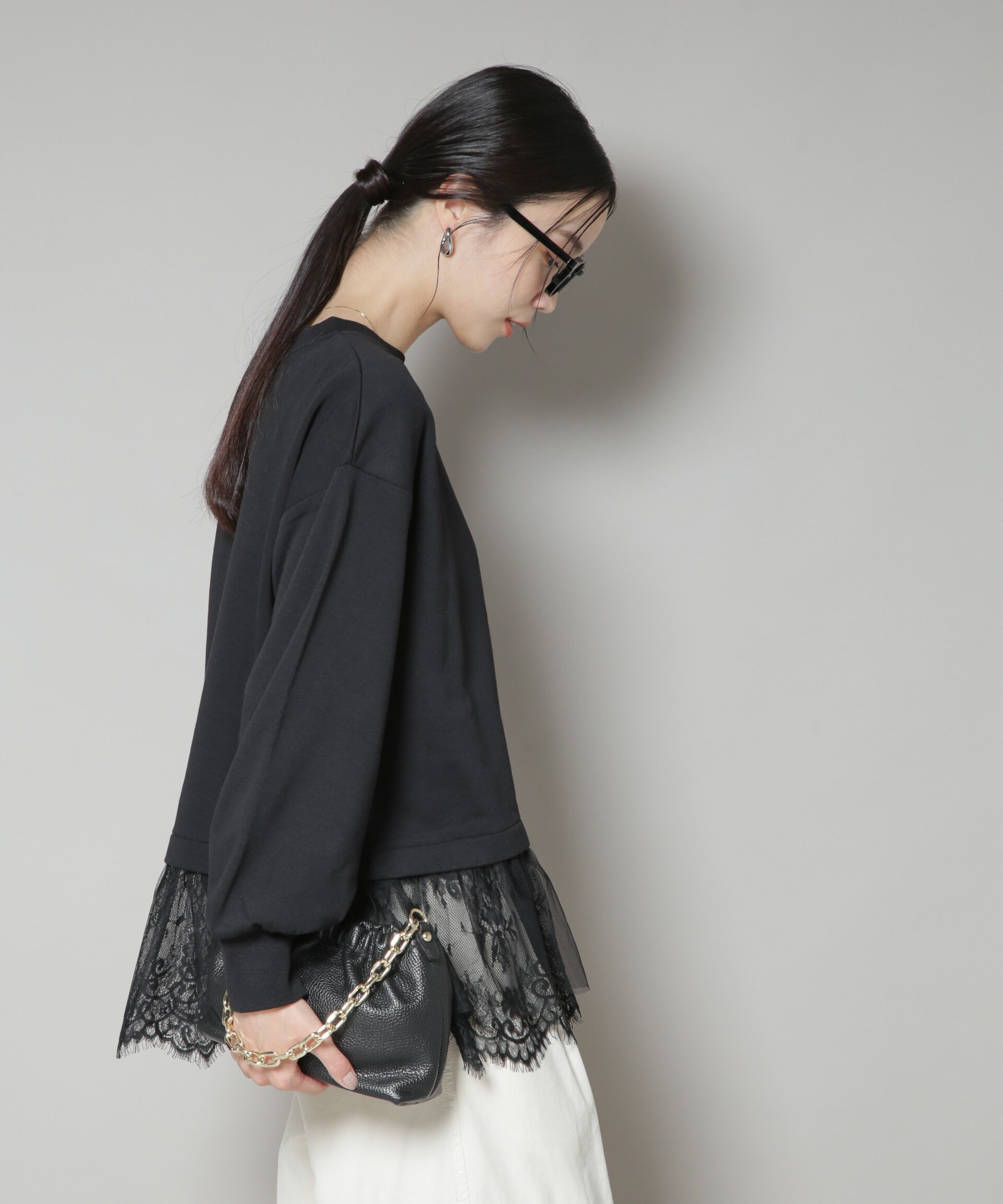 nano･universe「裾レースコンビペプラムカットトップス」|Tシャツ・カットソー|