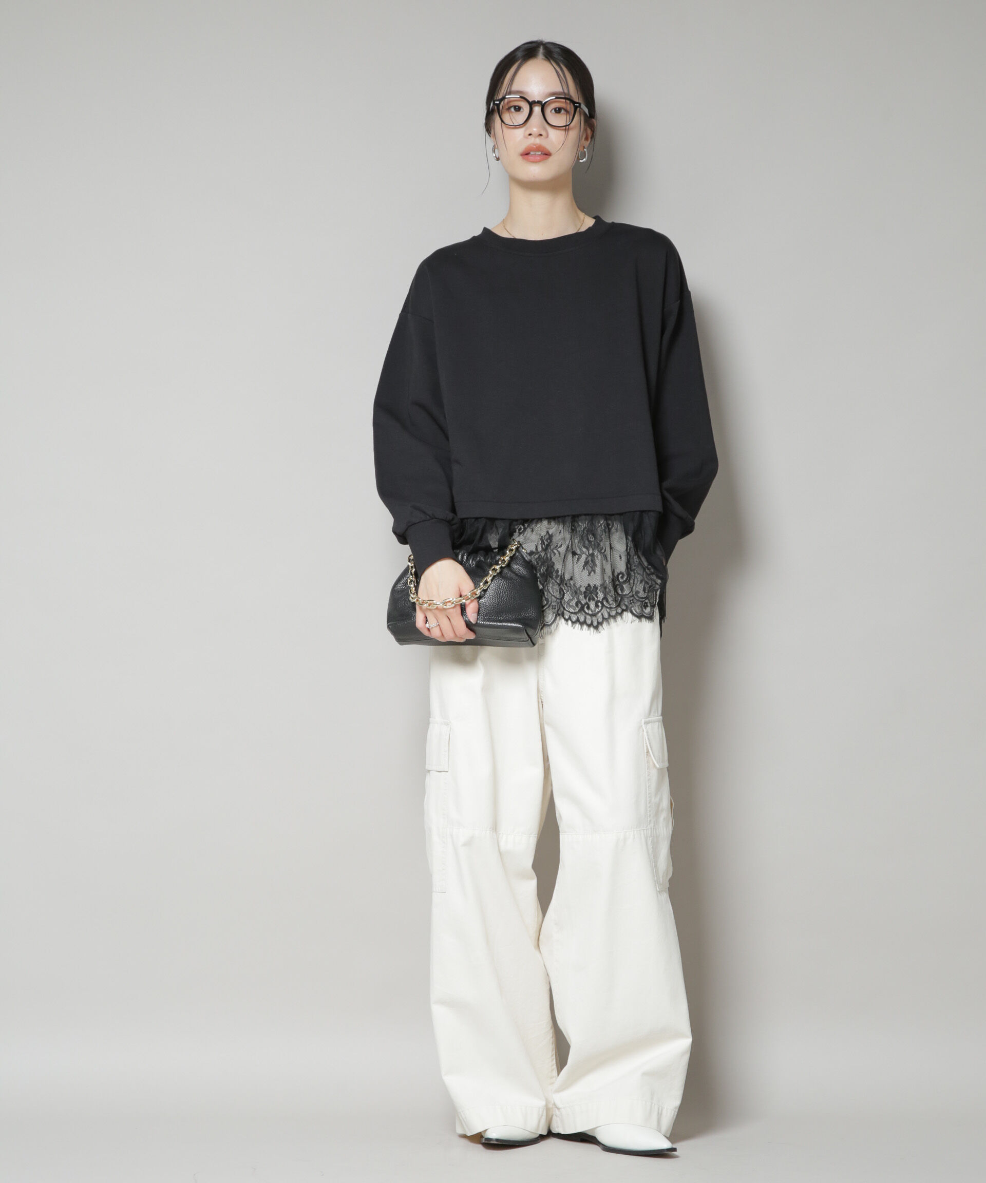 nano･universe「裾レースコンビペプラムカットトップス」|Tシャツ・カットソー|