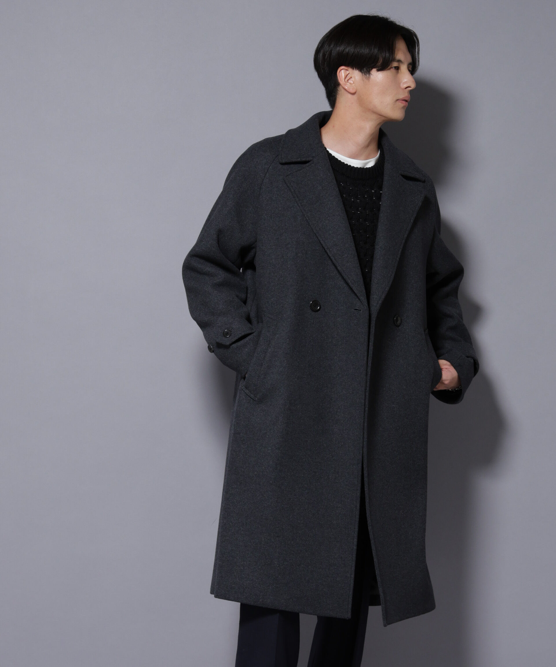 nano･universe「ウールカシミヤメルトンダブルコート」|その他|チャコール3