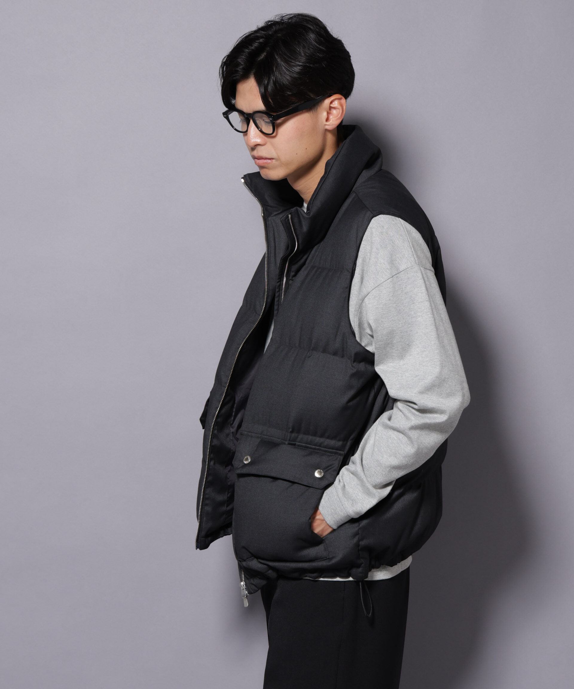 nano･universe「DELEGANTE エアリーサキソニー/グレンチェックTAIONダウンベスト」|ダウン|