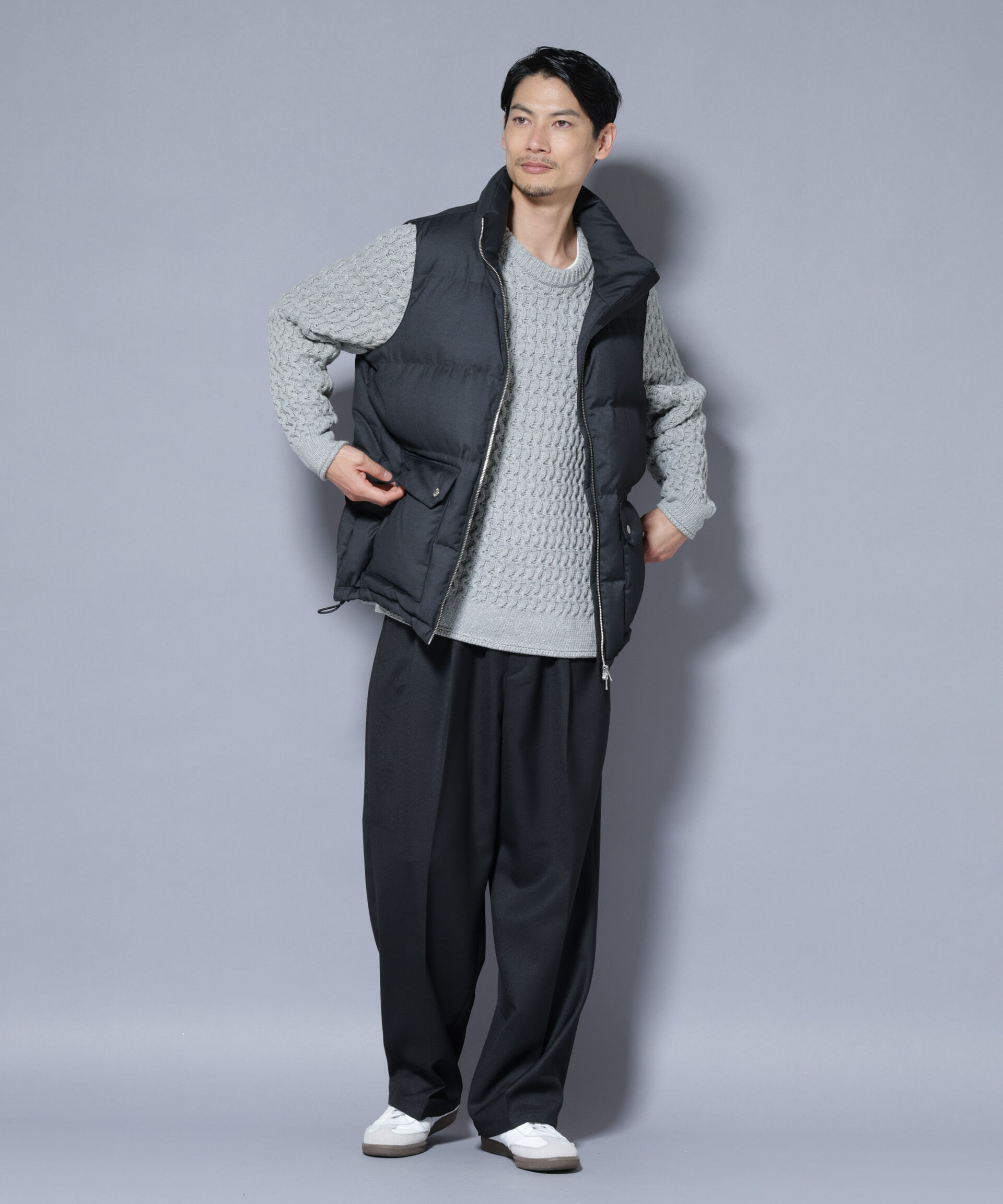 nano･universe「DELEGANTE エアリーサキソニー/グレンチェックTAIONダウンベスト」|ダウン|