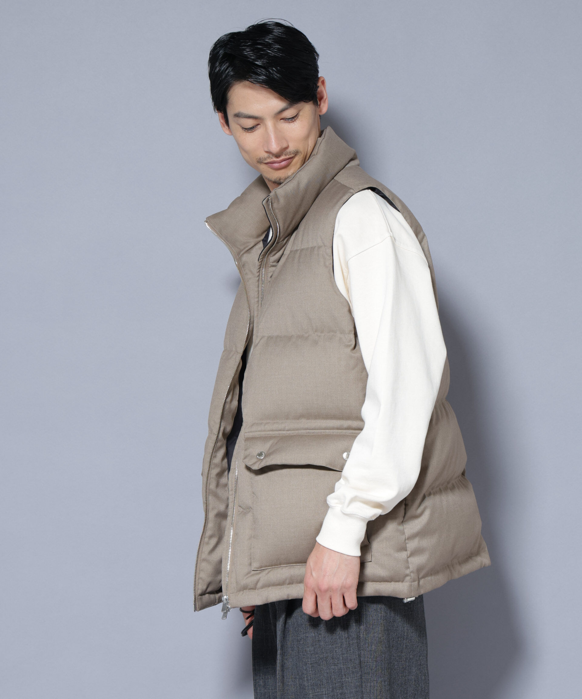 nano･universe「DELEGANTE エアリーサキソニー/グレンチェックTAIONダウンベスト」|ダウン|