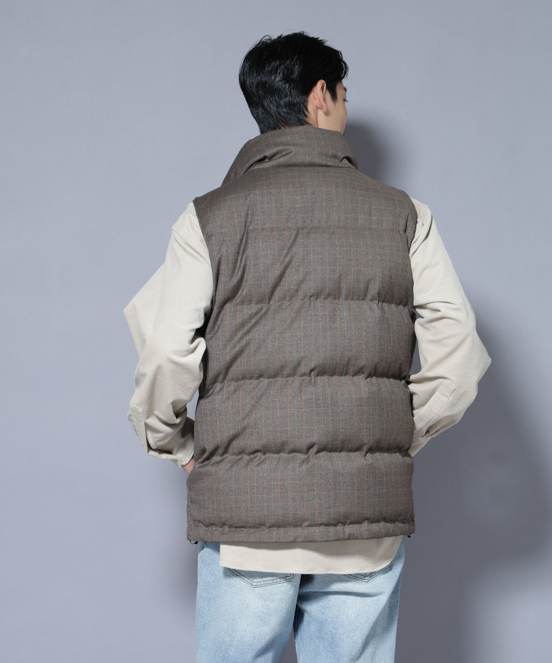 nano･universe「DELEGANTE エアリーサキソニー/グレンチェックTAIONダウンベスト」|ダウン|