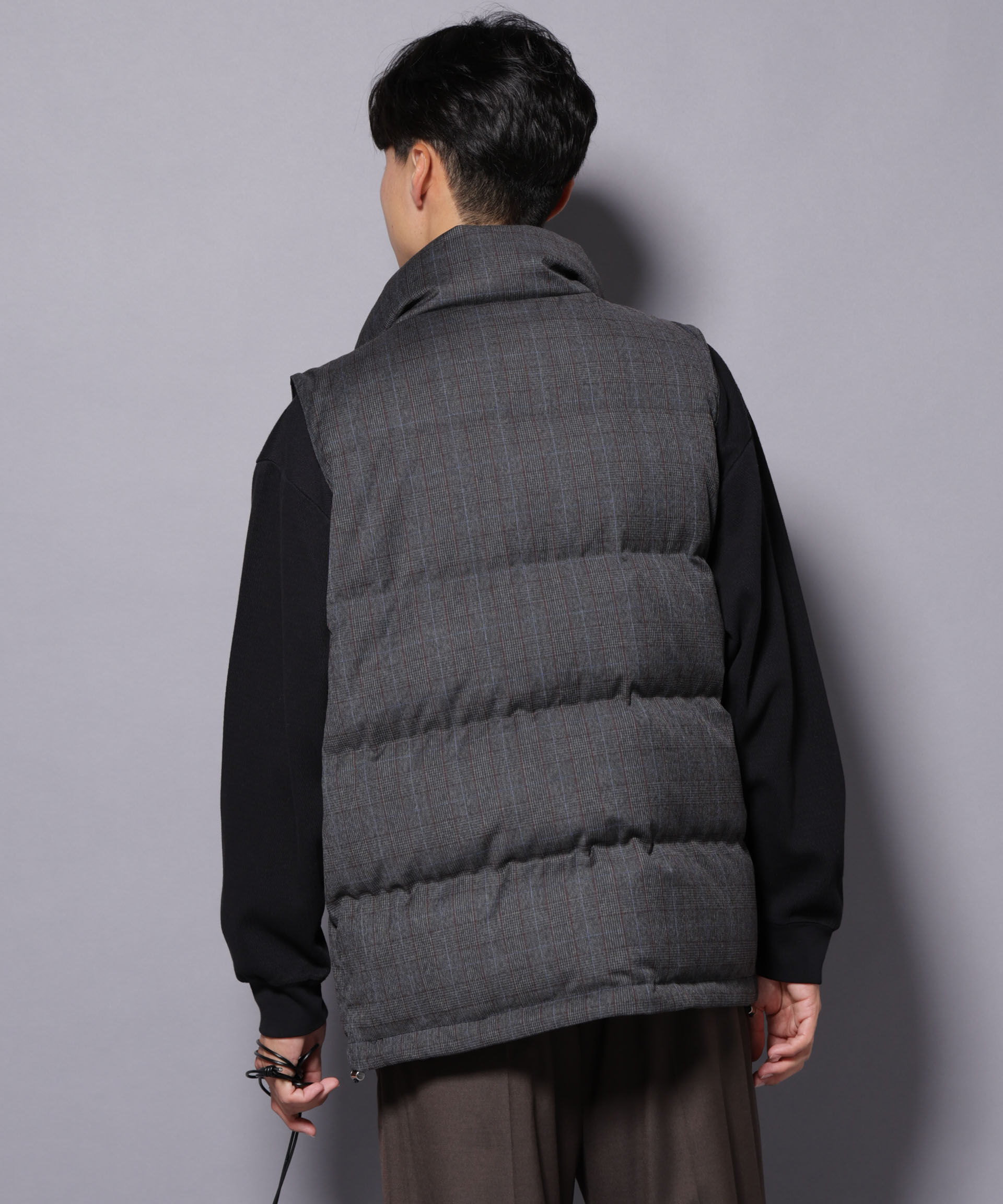 nano･universe「DELEGANTE エアリーサキソニー/グレンチェックTAIONダウンベスト」|ダウン|