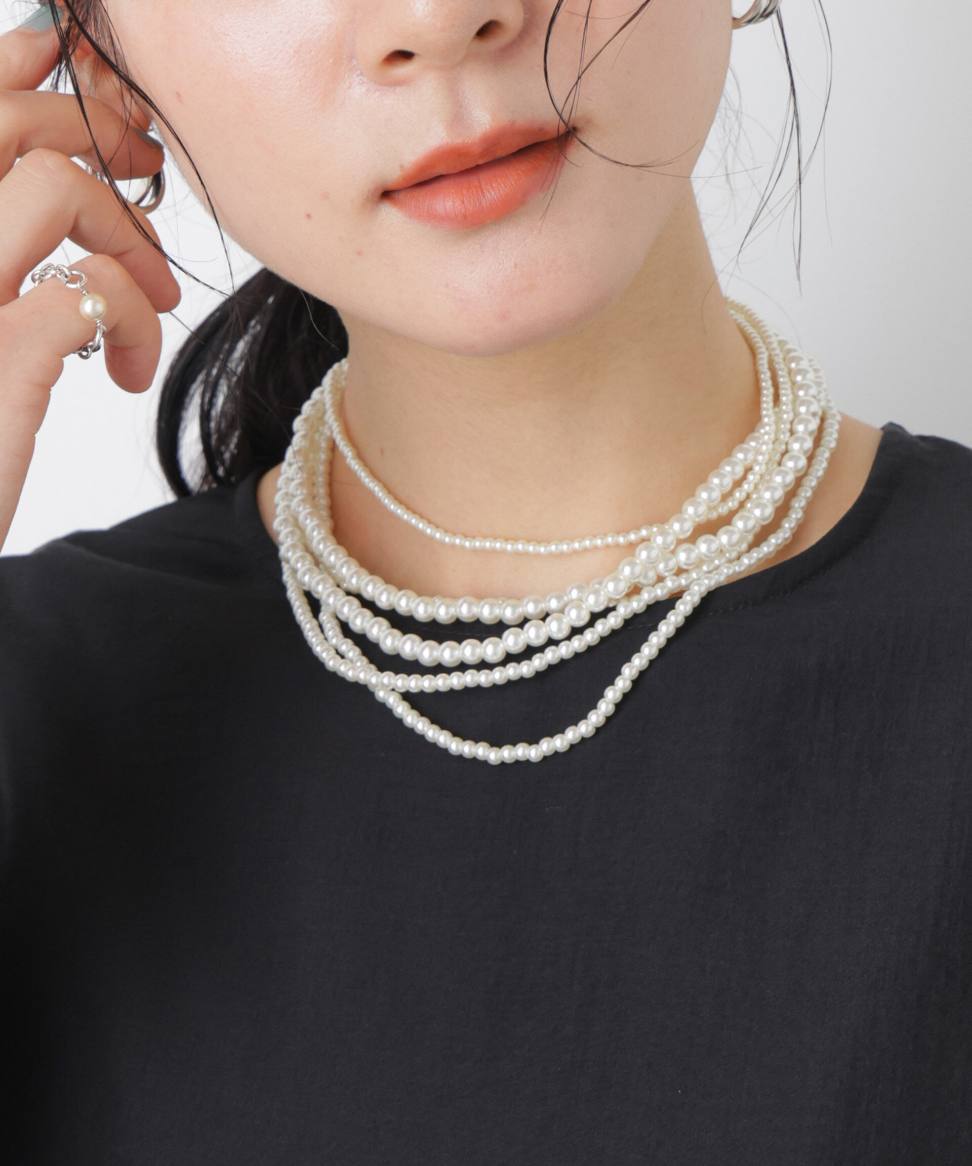 nano･universe「フェイクパールマルチウェイ3連ネックレス」|ネックレス|