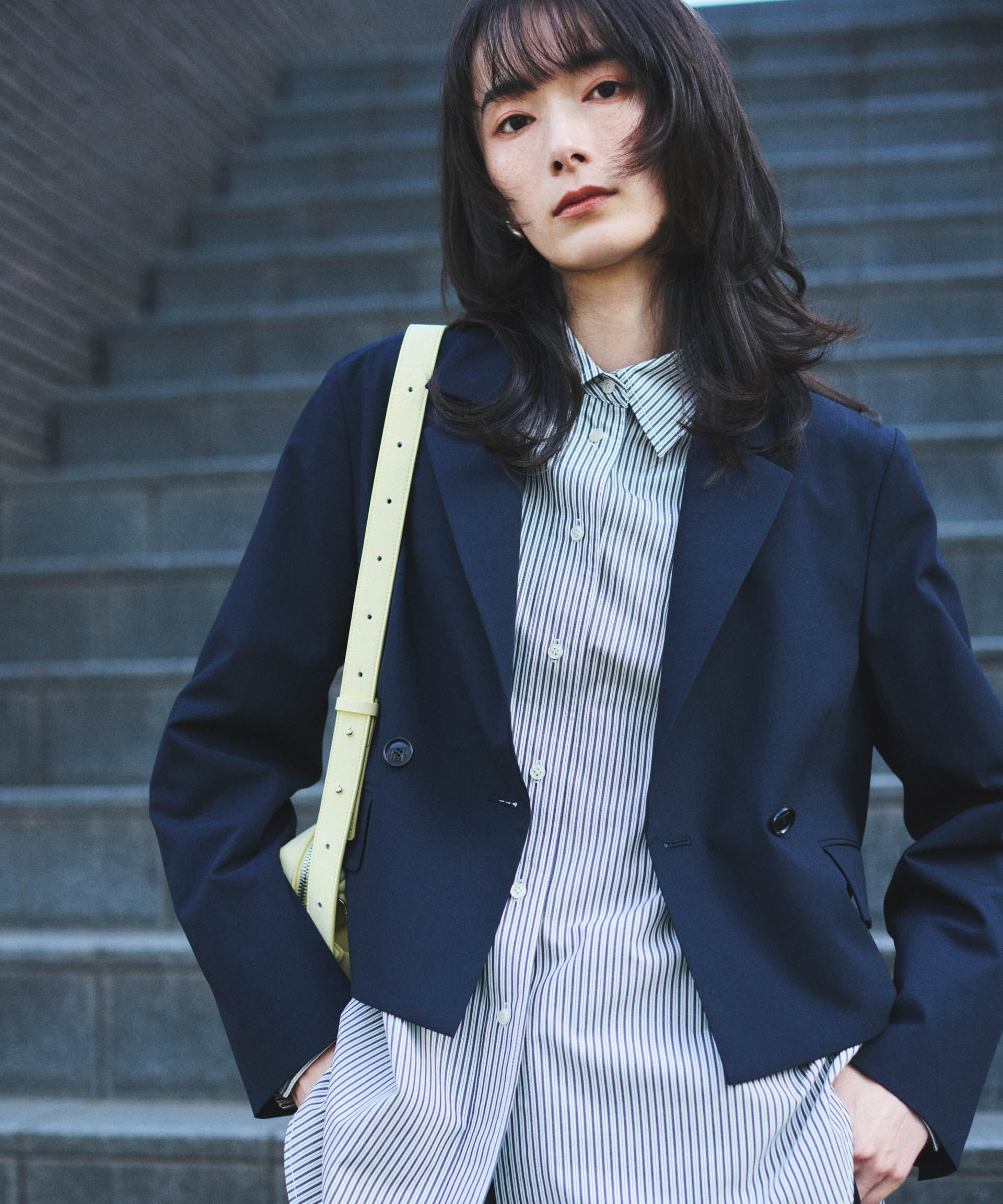 nano･universe「トロストレッチショートダブルジャケット(セットアップ可)」|テーラードジャケット|D.ネイビー1