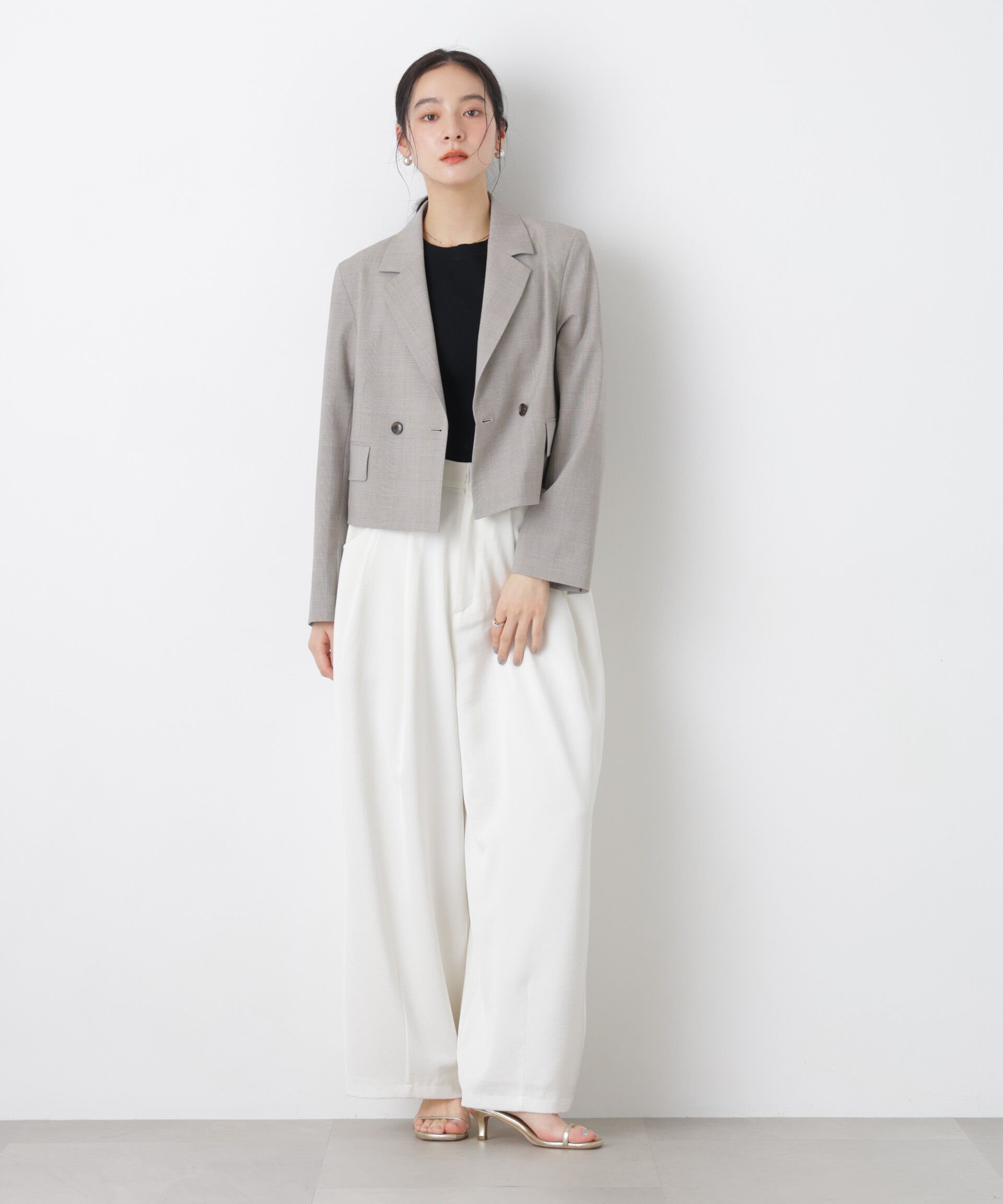 nano･universe「トロストレッチショートダブルジャケット(セットアップ可)」|テーラードジャケット|