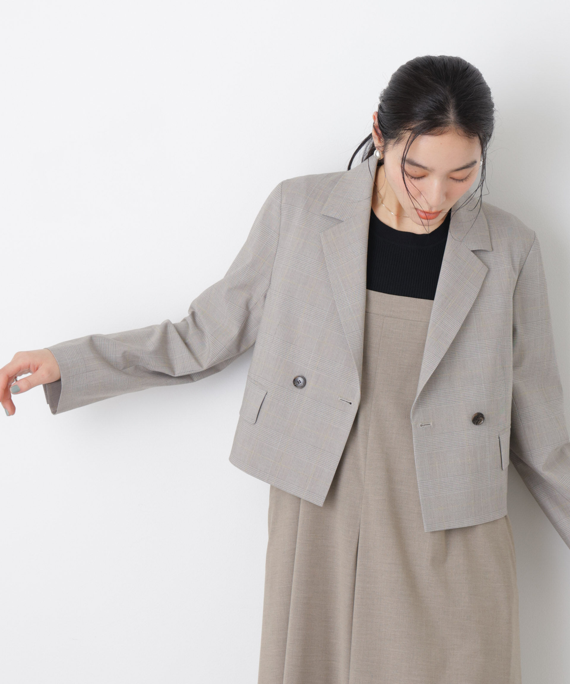 nano･universe「トロストレッチショートダブルジャケット(セットアップ可)」|テーラードジャケット|