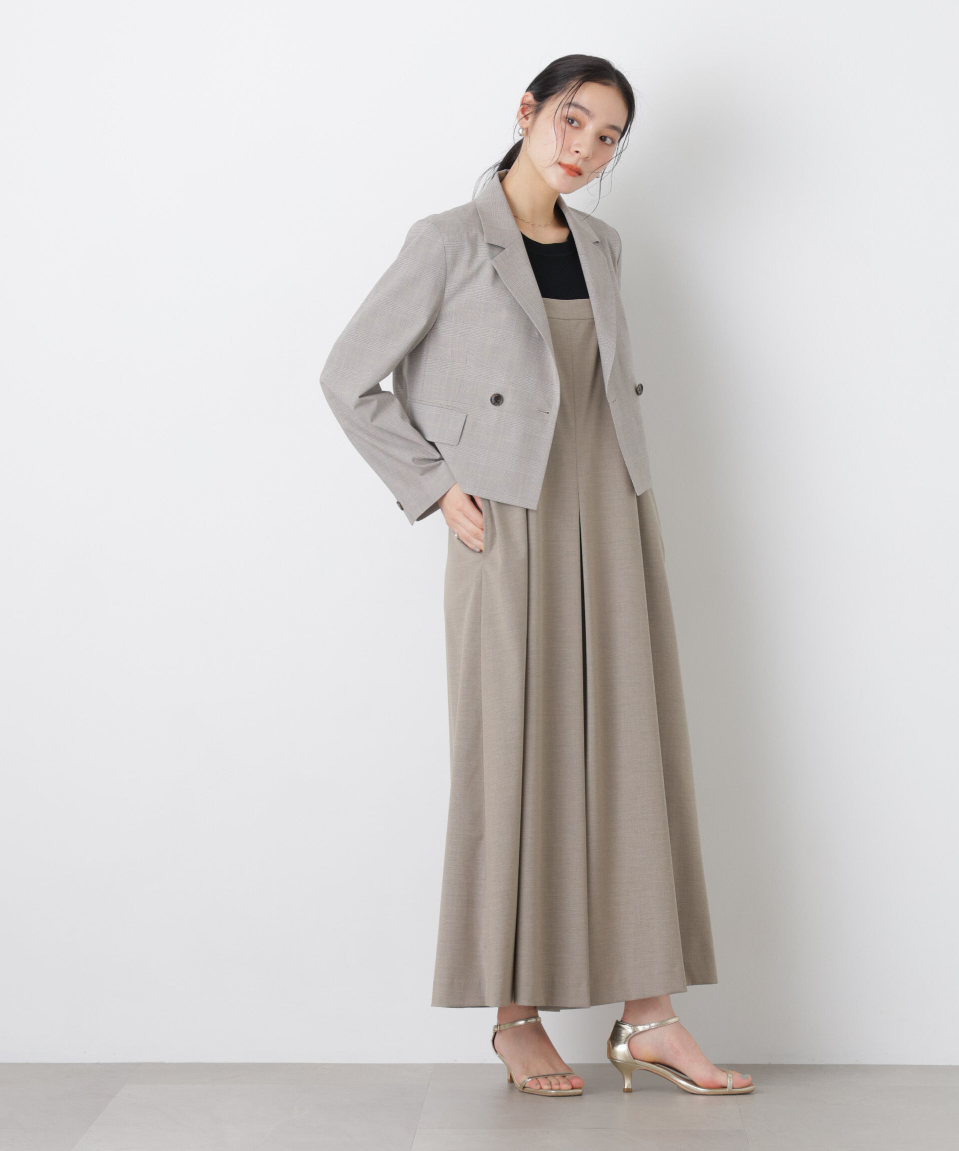 nano･universe「トロストレッチショートダブルジャケット(セットアップ可)」|テーラードジャケット|