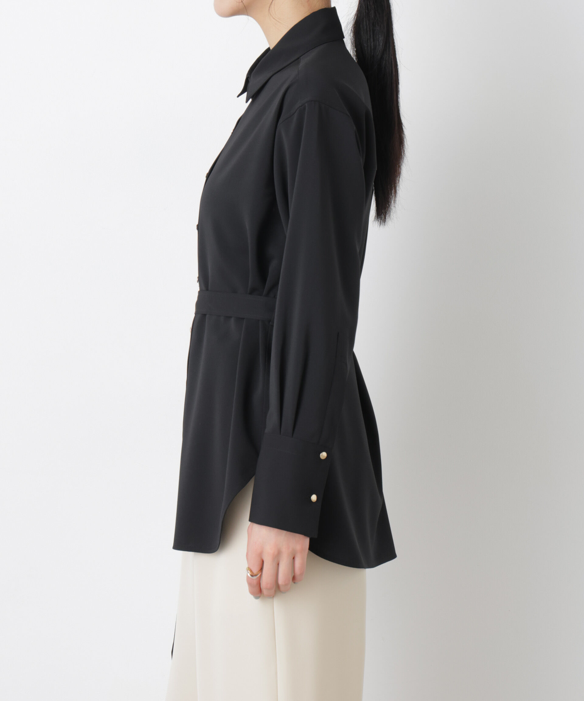 nano･universe「ハイツイストドライベルテッドロングシャツ(セットアップ可)」|シャツ・ブラウス|