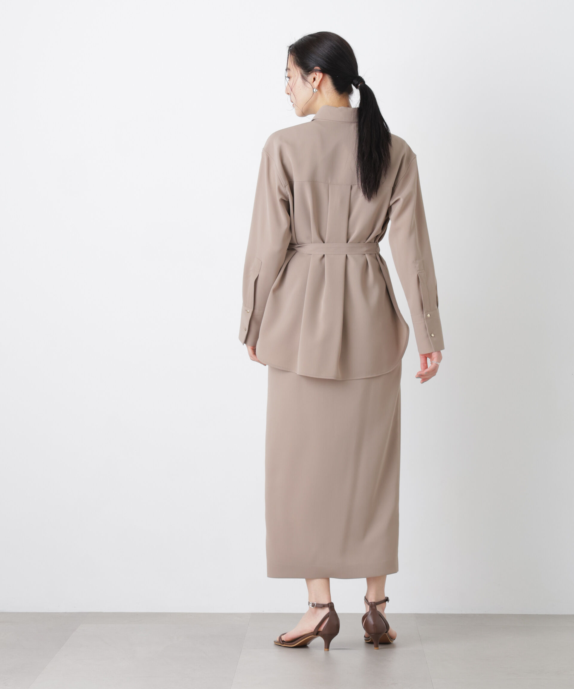 nano･universe「ハイツイストドライベルテッドロングシャツ(セットアップ可)」|シャツ・ブラウス|