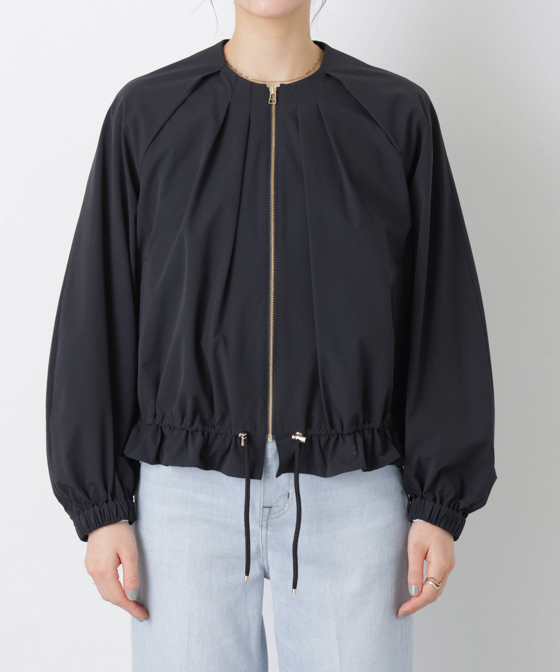 nano･universe「ノーカラードロストタックブルゾン」|ブルゾン・スタジャン|