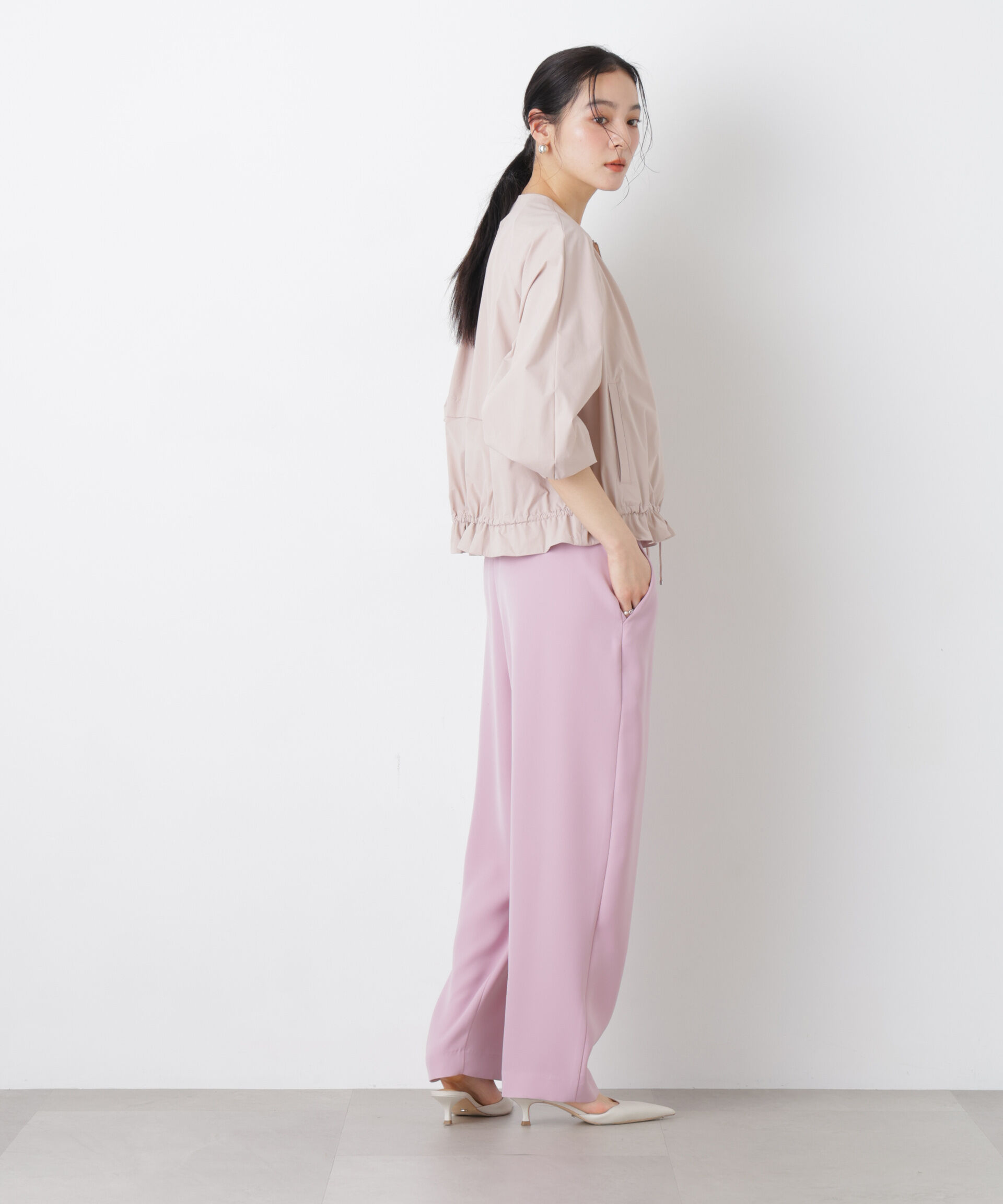 nano･universe「ノーカラードロストタックブルゾン」|ブルゾン・スタジャン|