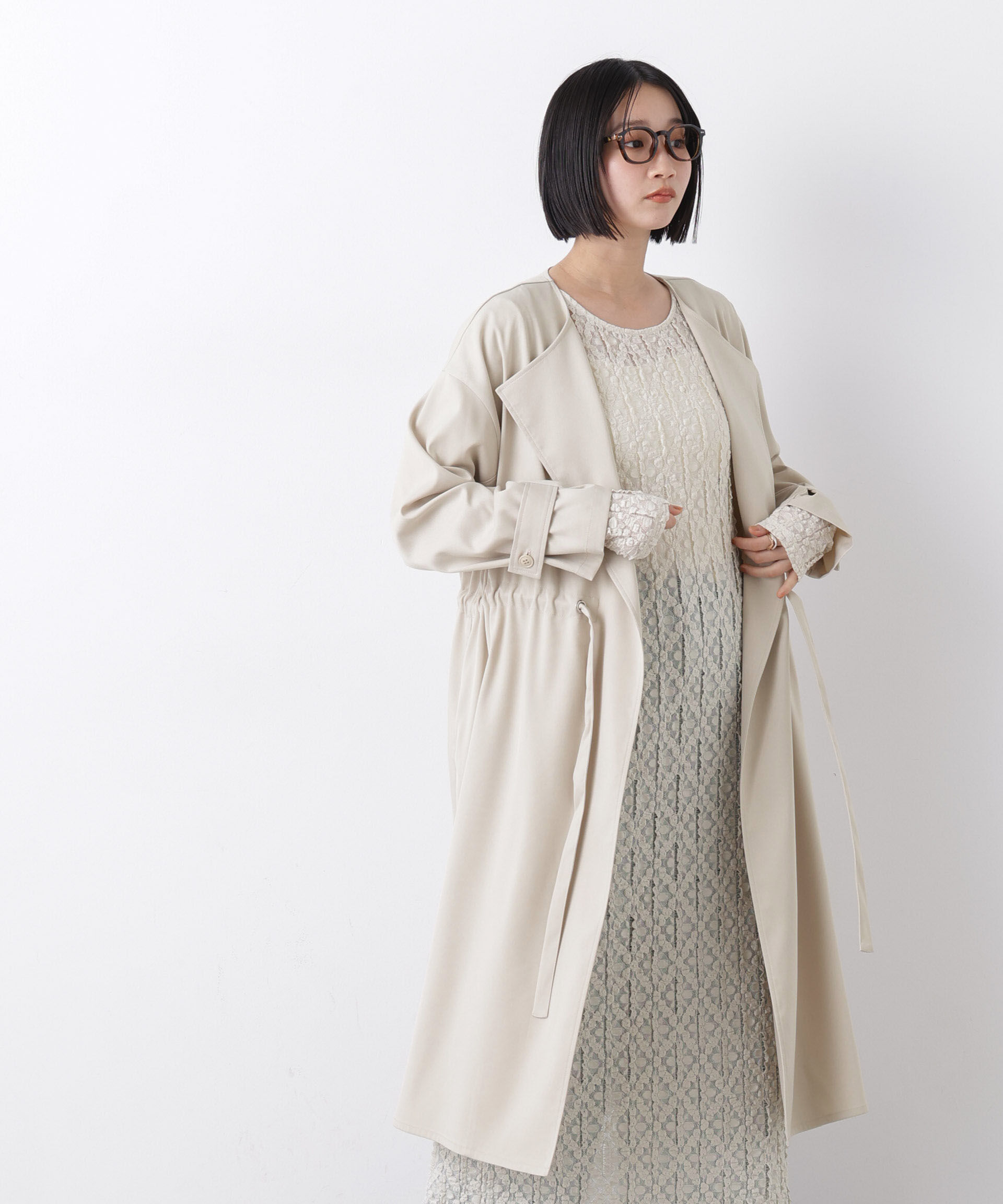 nano･universe「撥水&花粉ガード ドロストノーカラーコート」|その他|