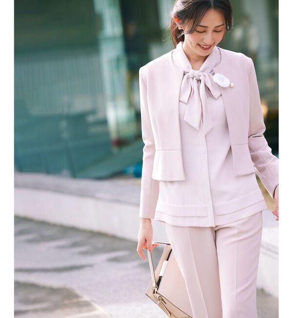 組曲「【WEB限定・KUMIKYOKU NAVY】コンフォータブルドレープ ノーカラージャケット」|ノーカラージャケット|