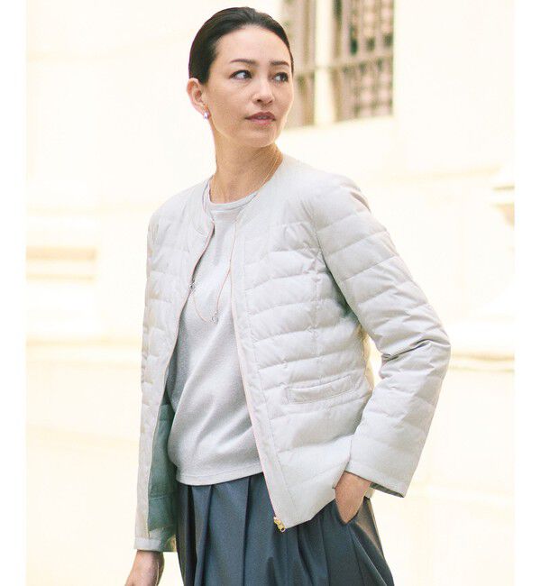 自由区「【カタログ掲載】ライトダウンリバーシブルノーカラー ジャケット」|ダウン|グレージュ