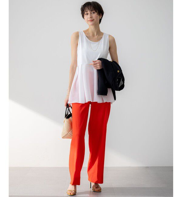 23区「【洗える】ナチュラルコットンベア タフタコンビ タンクトップ」|タンクトップ|