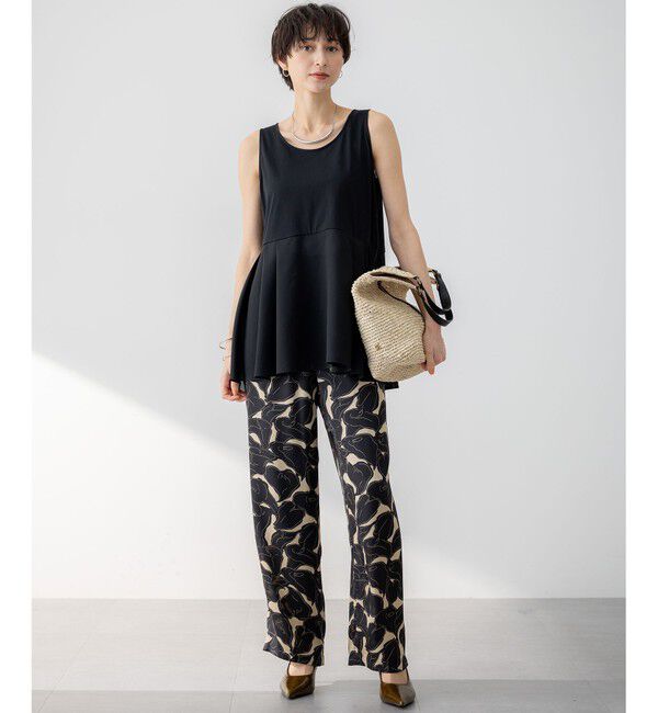 23区「【洗える】ナチュラルコットンベア タフタコンビ タンクトップ」|タンクトップ|