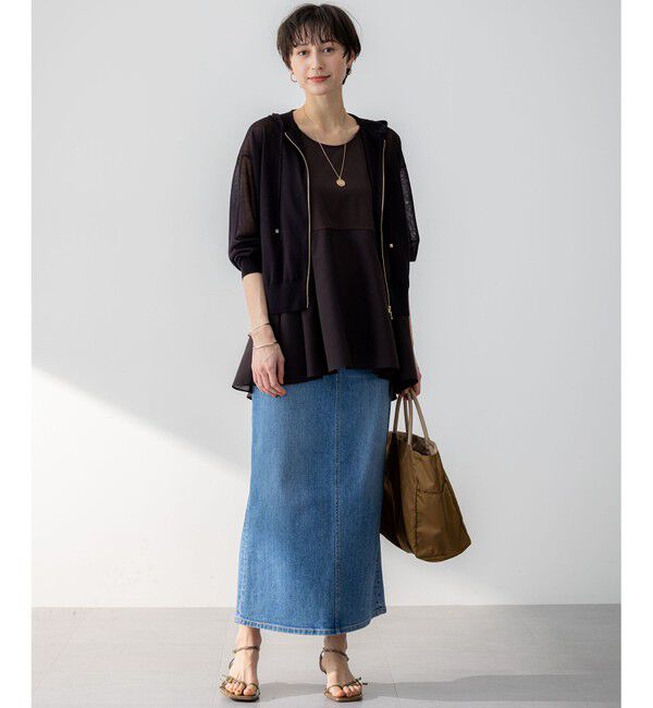 23区「【洗える】ナチュラルコットンベア タフタコンビ タンクトップ」|タンクトップ|