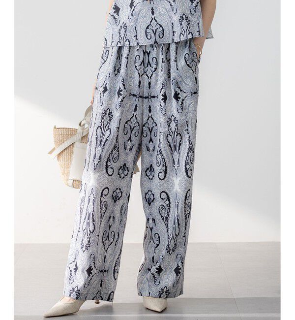 23区「【洗える】Rattiドローイングペイズリープリント ワイド パンツ」|その他|ﾌﾞﾗｯｸﾌ