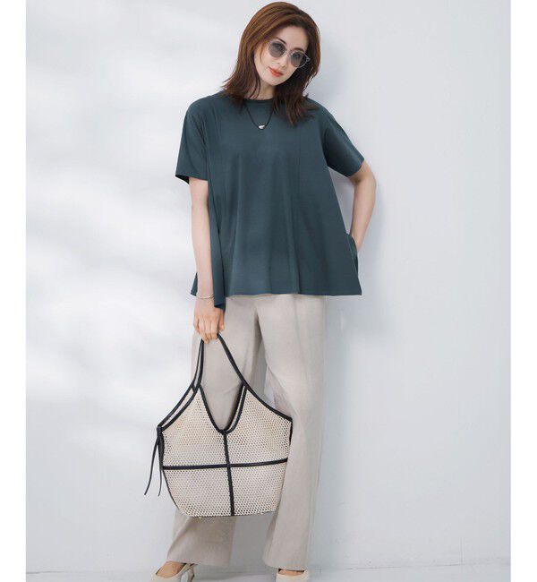 23区「【洗える】リネンレーヨンストレッチ ドロスト ワイド パンツ」|その他|