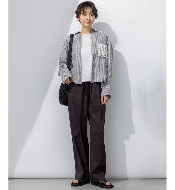 23区「【洗える】リネンレーヨンストレッチ ドロスト ワイド パンツ」|その他|