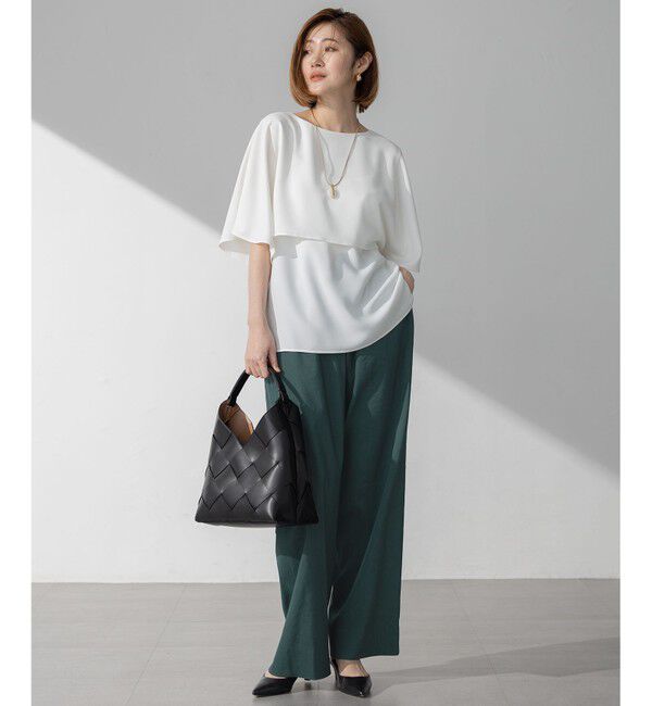 23区「【洗える】リネンレーヨンストレッチ ドロスト ワイド パンツ」|その他|