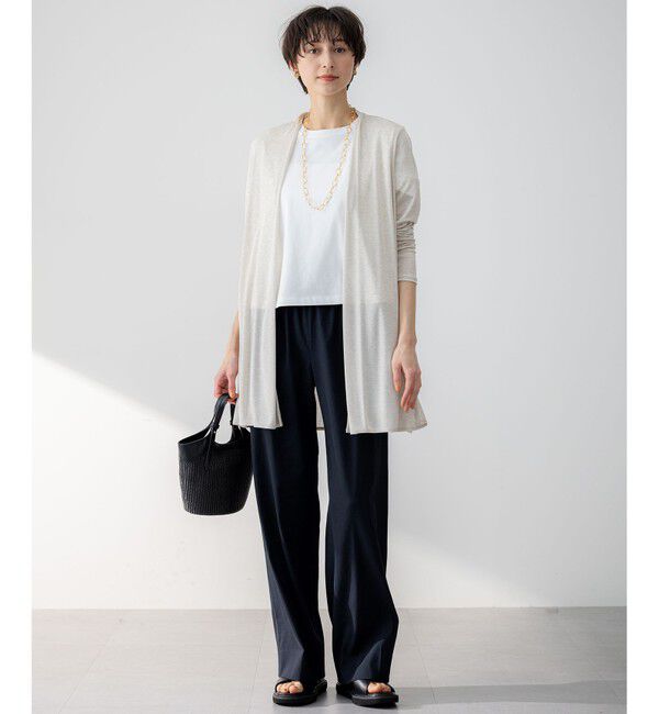 23区「【洗える】リネンレーヨンストレッチ ドロスト ワイド パンツ」|その他|