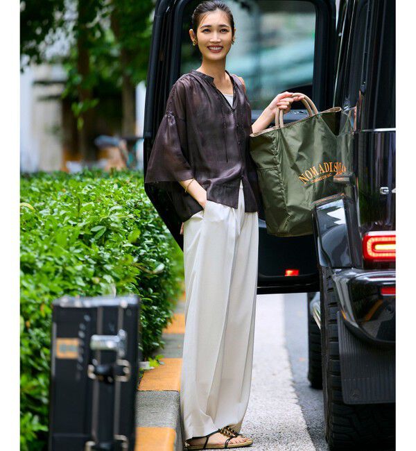 23区「【Oggi掲載/接触冷感/UVカット/吸水速乾】ストレッチジョーゼット ワイド パンツ」|その他|