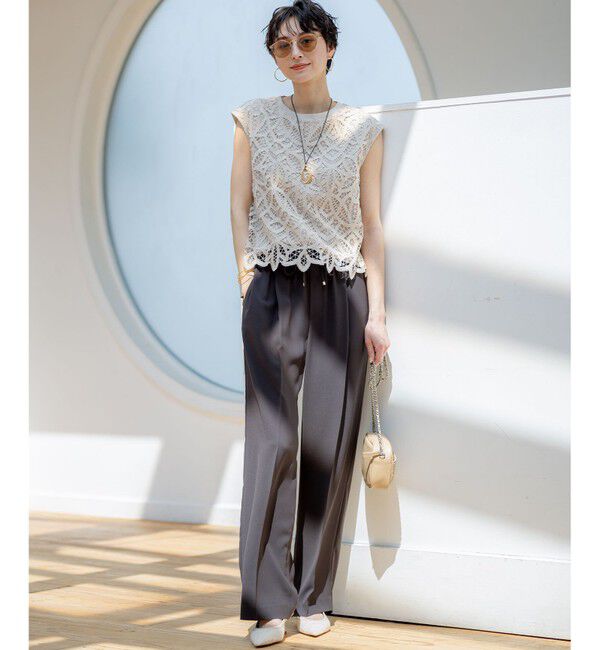 23区「【Oggi掲載/接触冷感/UVカット/吸水速乾】ストレッチジョーゼット ワイド パンツ」|その他|