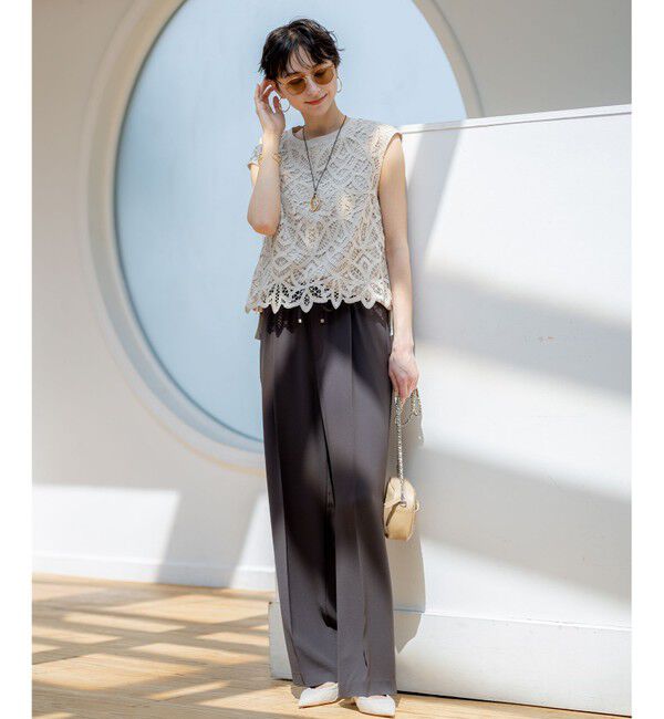 23区「【Oggi掲載/接触冷感/UVカット/吸水速乾】ストレッチジョーゼット ワイド パンツ」|その他|