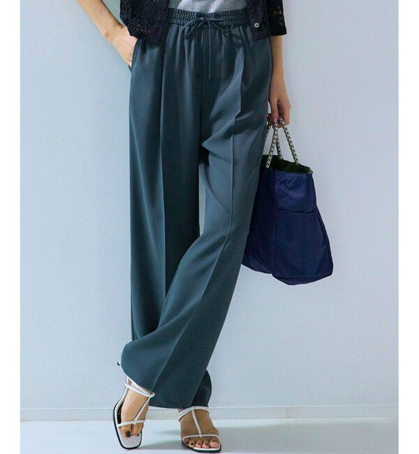 23区「【Oggi掲載/接触冷感/UVカット/吸水速乾】ストレッチジョーゼット ワイド パンツ」|その他|ﾀﾞｰｸｸﾞ