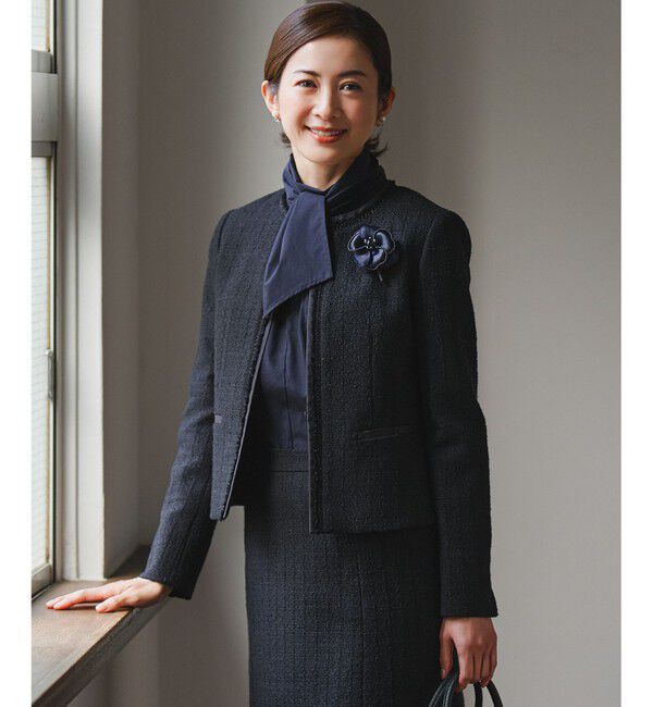 23区「【セットアップ対応】ライトシャインツイード ノーカラージャケット」|ノーカラージャケット|ネイビー系