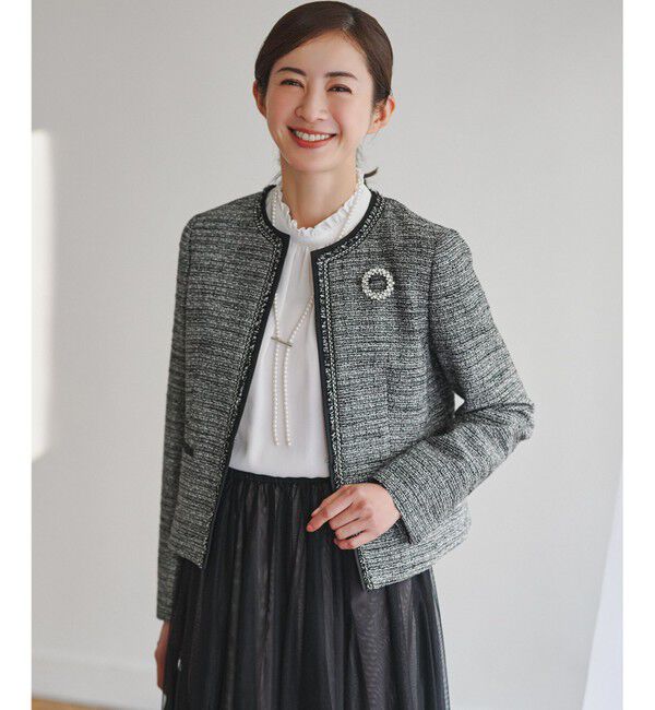 23区「【セットアップ対応】ライトシャインツイード ノーカラージャケット」|ノーカラージャケット|ﾌﾞﾗｯｸﾐ