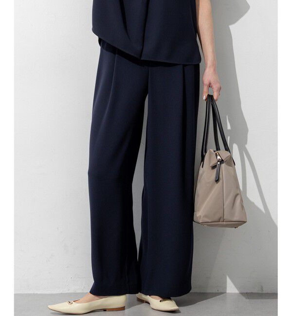 23区「【WEB&一部店舗限定】ストレッチジョーゼット ワイドパンツ」|その他|ネイビー系