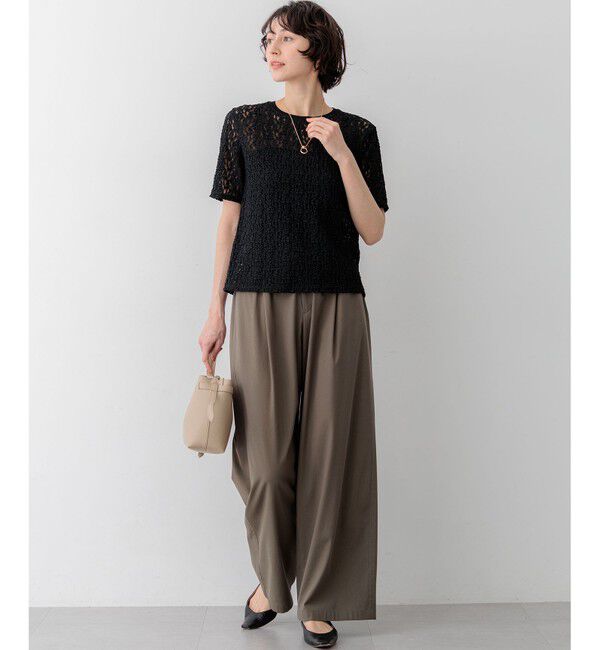 23区「リンクルレースジャージー 5分袖 TEE」|Tシャツ・カットソー|