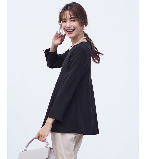 any SiS「【洗える】セレモニーダブルクロス ブラウス」|シャツ・ブラウス|ブラック