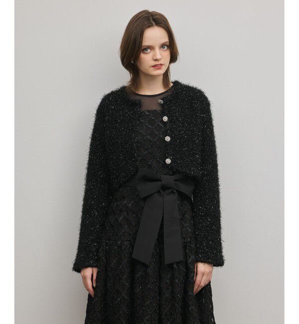 GRACE CONTINENTAL「フェザーショートボレロ」|ボレロ|ブラック