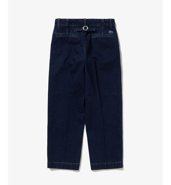 LACOSTE「プリーツエフェクトデニム ワークパンツ」|デニム|インディゴブルー