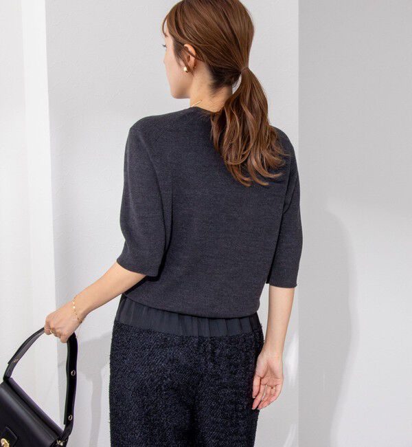 NOLLEY'S「《手洗い可能》ESPOIR 16G片畦5分袖プルオーバーニット」|ニット・セーター|