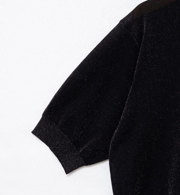 NOLLEY'S「《手洗い可能》《アンサンブル対応》シアーラメ天竺5分袖プルオーバーニット」|ニット・セーター|